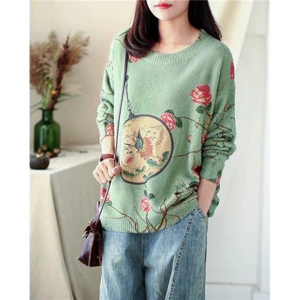 Oversized Pullover Sweaters Women Sweater Graphic Casual Loose Long Sleeve Knit